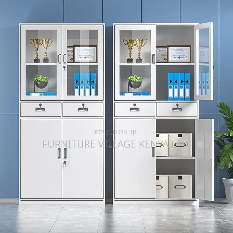 2-Swing-Door Filing Metallic Cabinet With 2-Drawers
