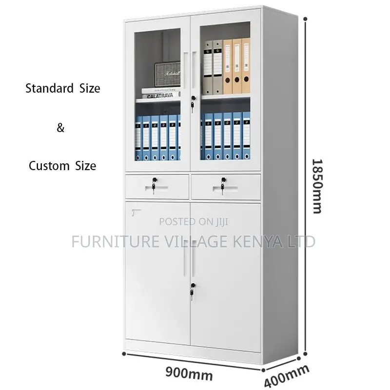 2-Swing-Door Filing Metallic Cabinet With 2-Drawers