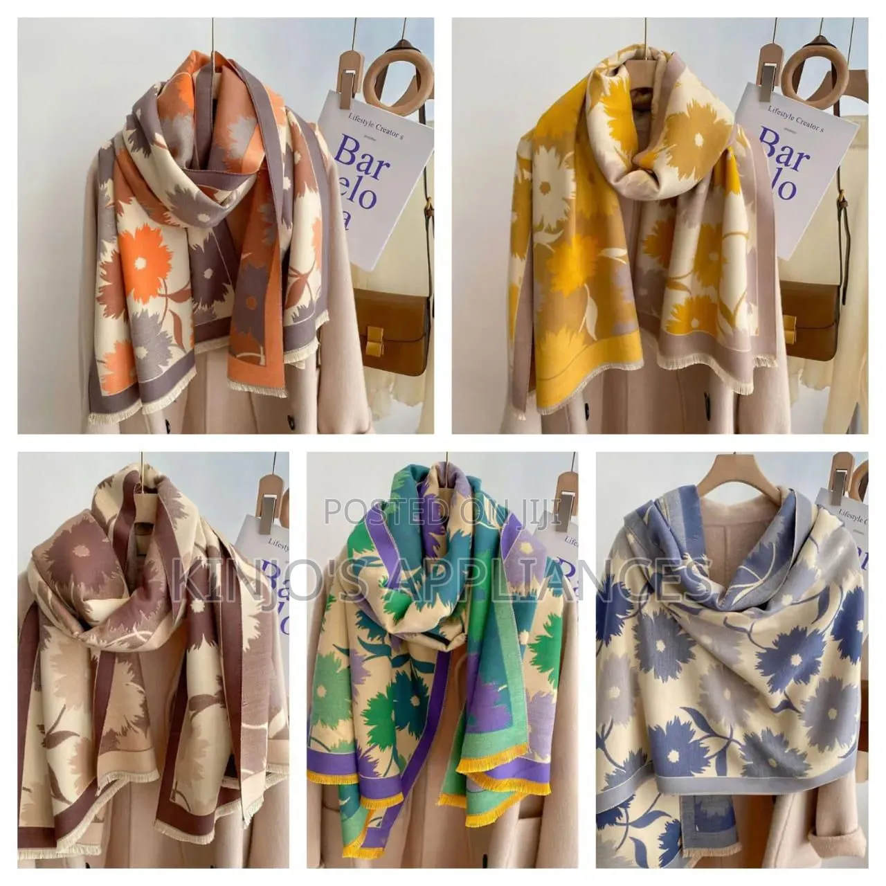 Luxury Floral Print Scarf for Women Warmer Winter