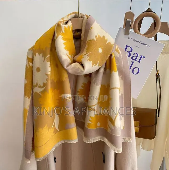 Luxury Floral Print Scarf for Women Warmer Winter