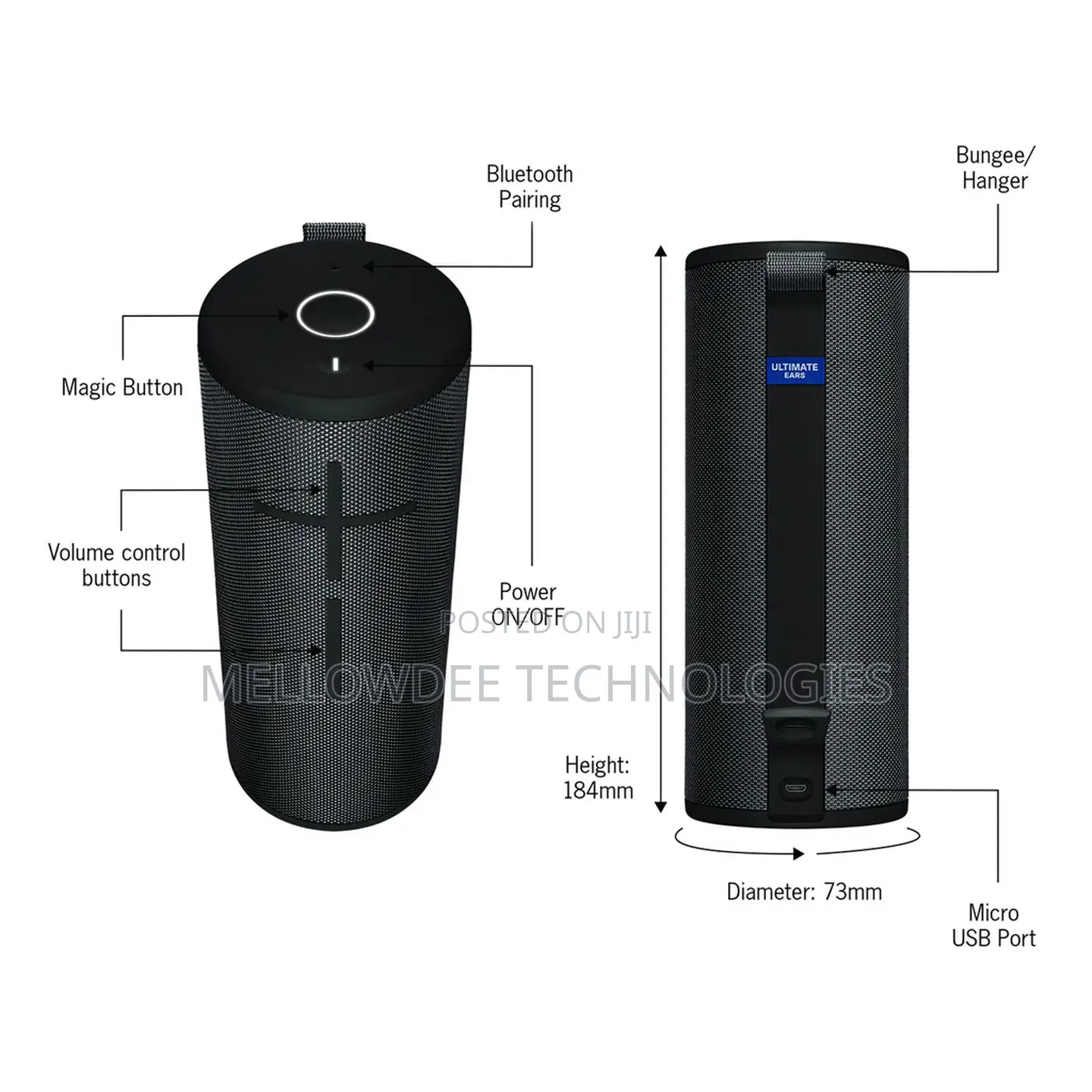 Logitech Ultimate Ears Boom 3 Wireless Bluetooth Speaker Night Black