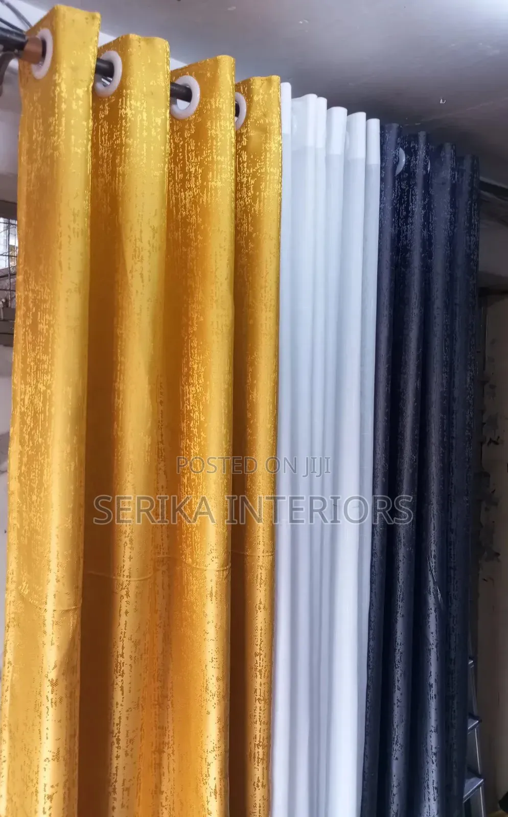 Gold and Black Block Out Curtains Curtains Environmental Friendly