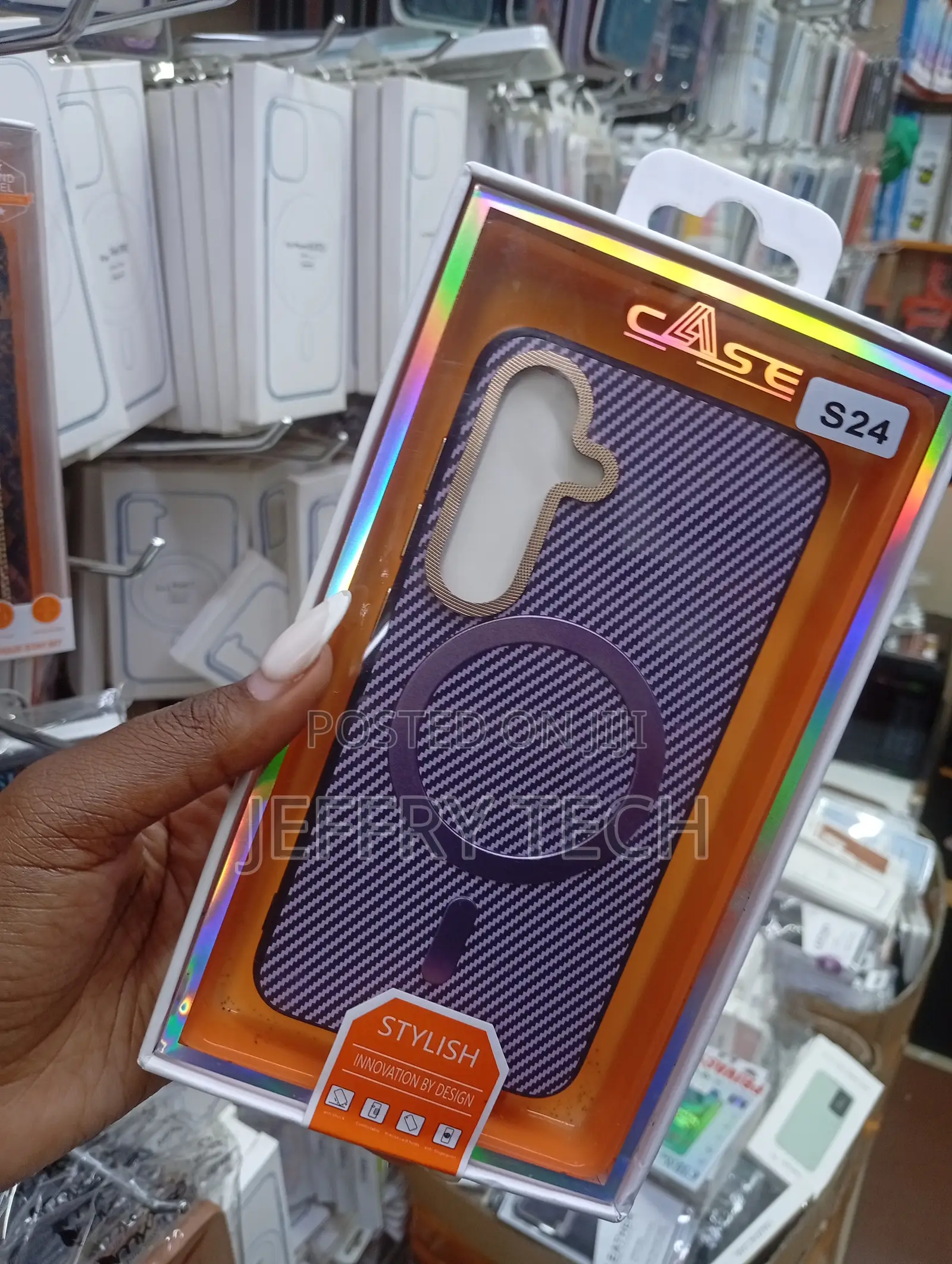 Thirbo Carbon Fiber Texture Magsafe Case for the Samsung Galaxy S24.