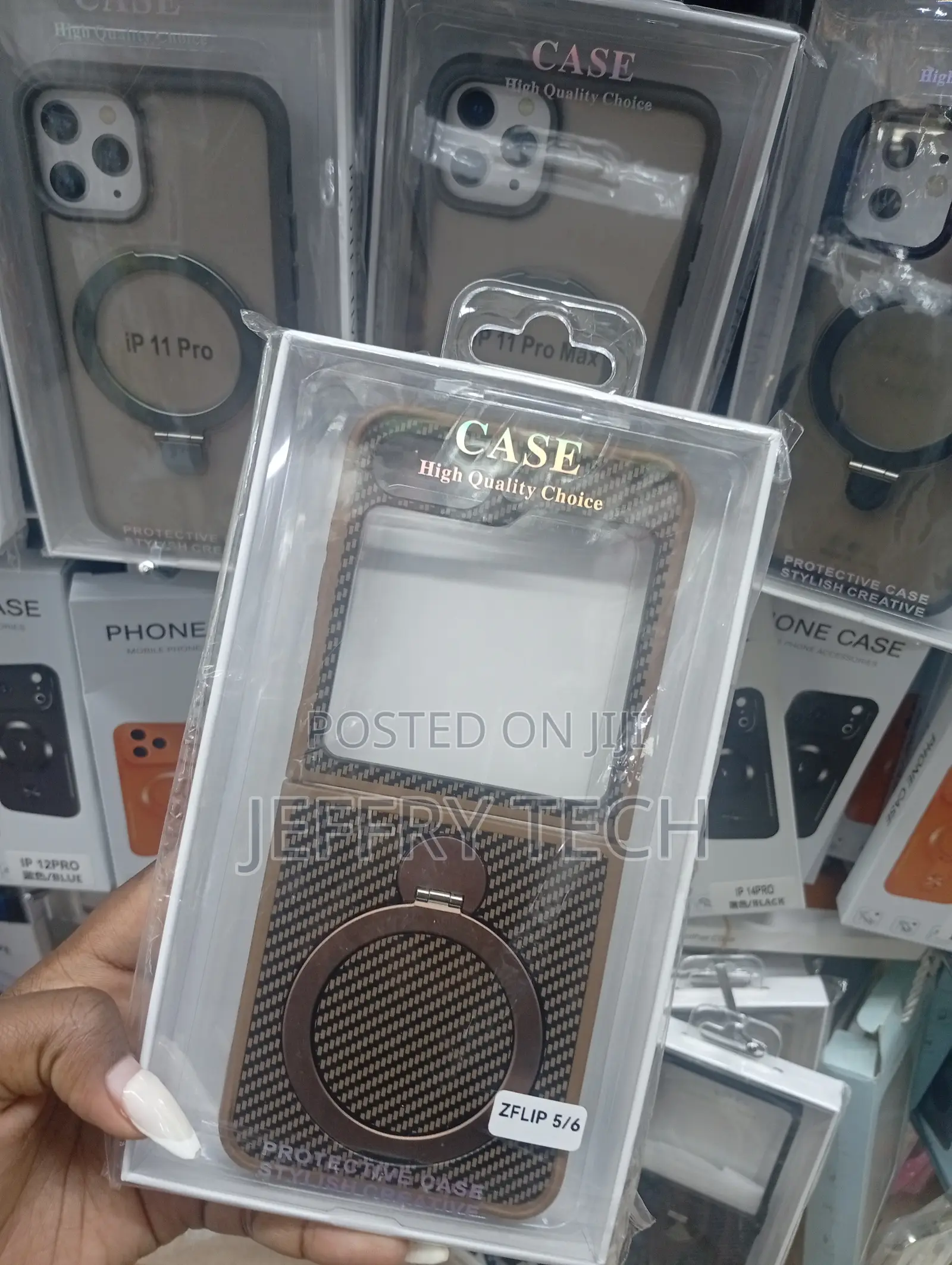 Carbon Fiber Case Samsung Galaxy Z Flip 5 or Z Flip 6, Magnetic Ring