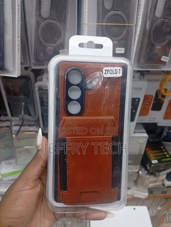 Brown Leather Wallet Case Designed for the Samsung Galaxy Z Fold 7.