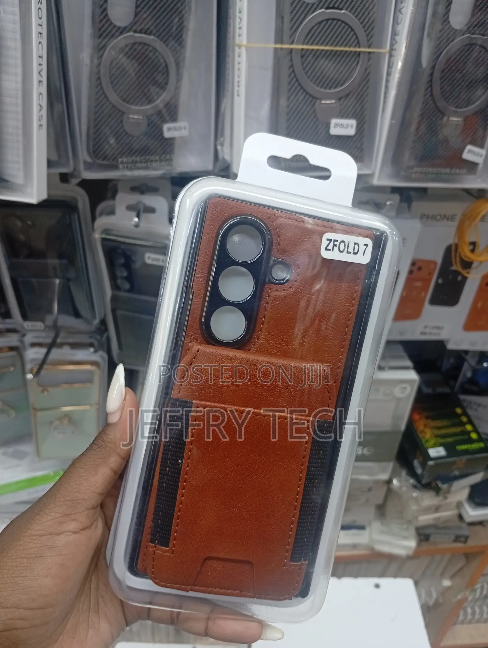 Brown Leather Wallet Case Designed for the Samsung Galaxy Z Fold 7.