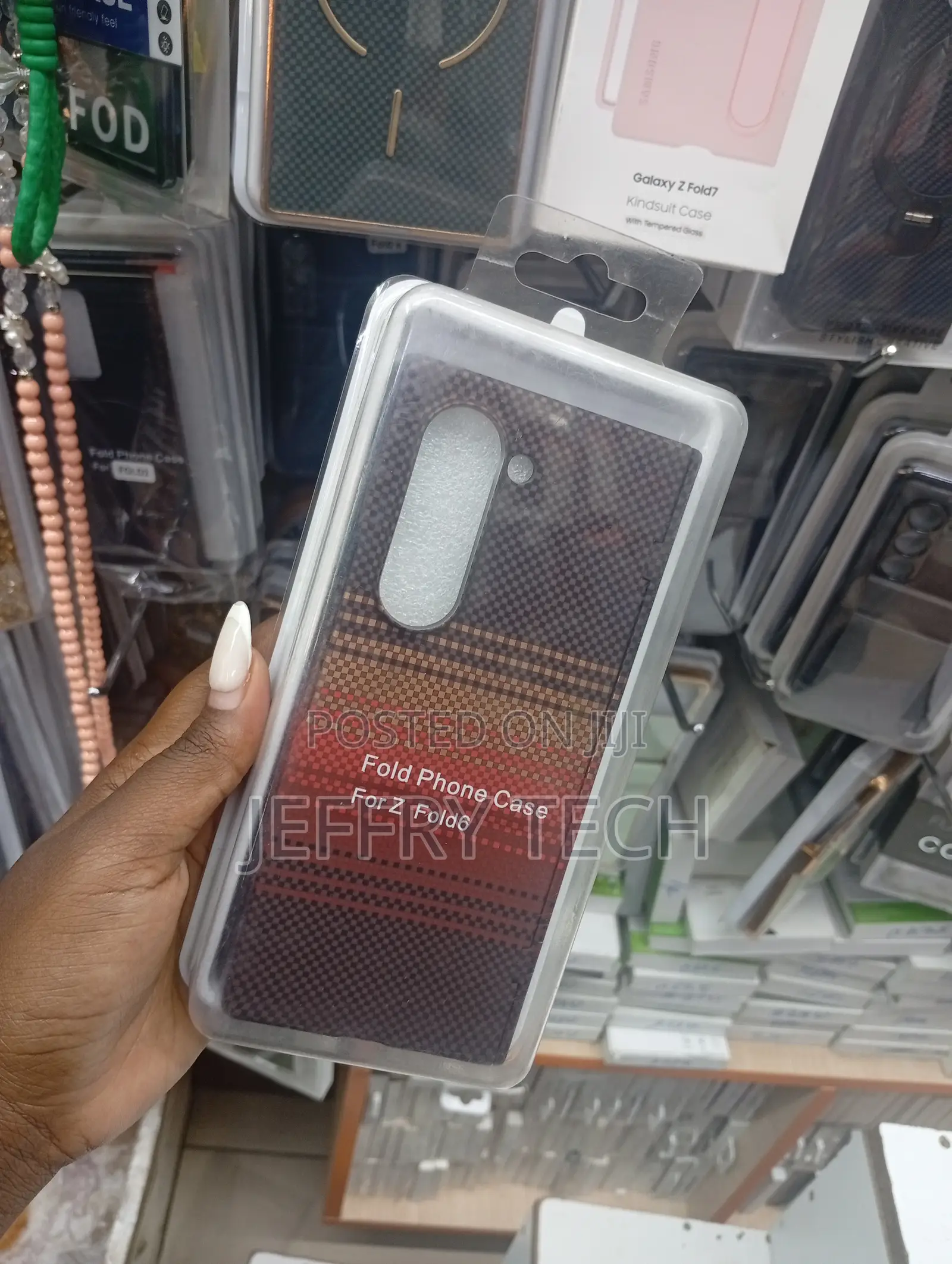 Carbon Fiber Pattern Case for a Samsung Galaxy Z Fold 6 Smartphone.
