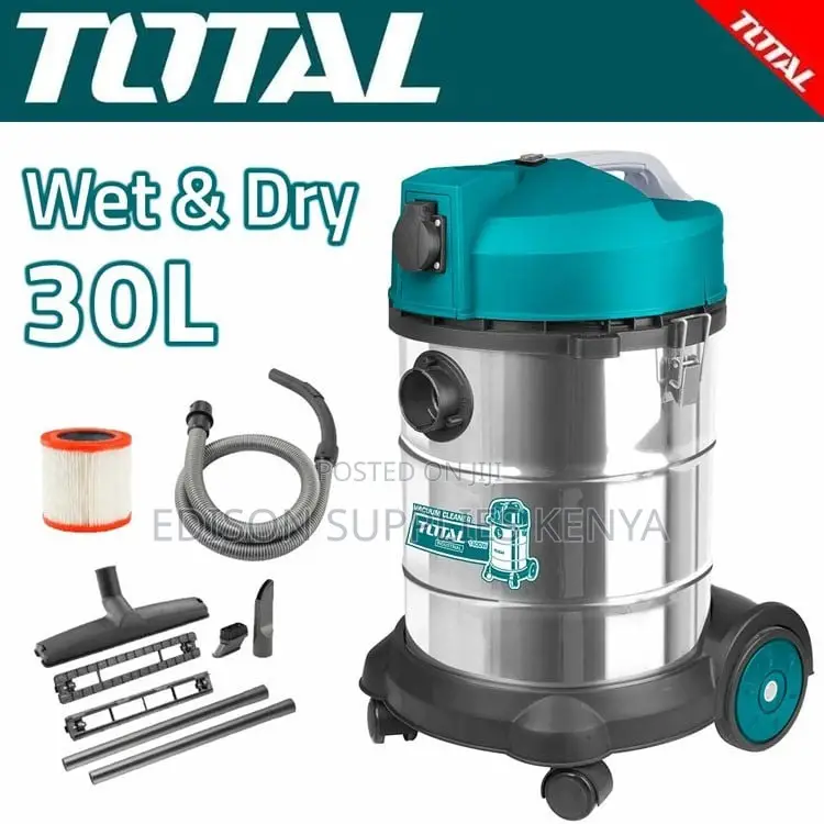 Total Wet and Dry Vacuum Cleaner 30l Stainless 1400watts 30 Litres