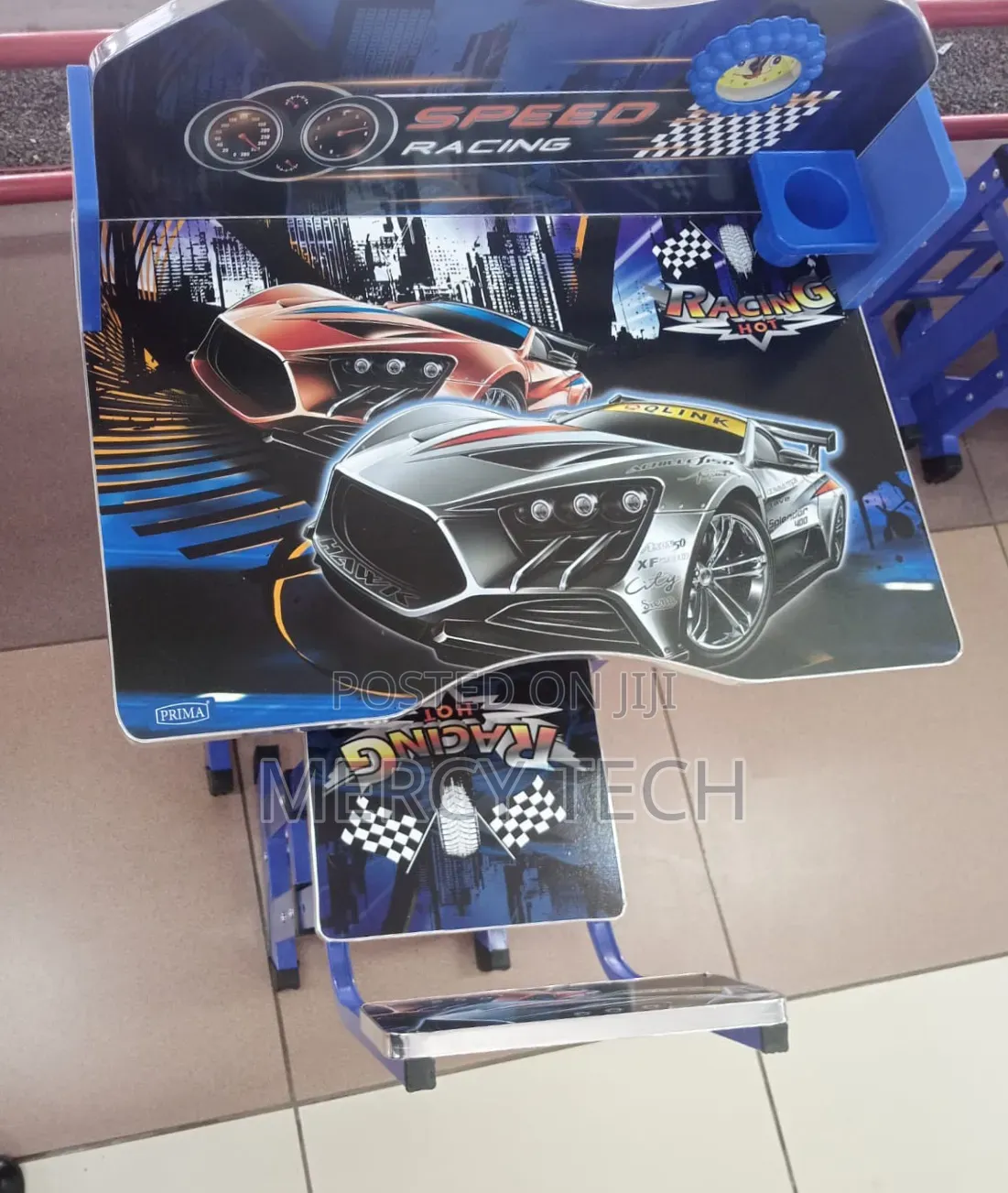 Blue Executive Racing Car Adjustable Kids Study Table Desk