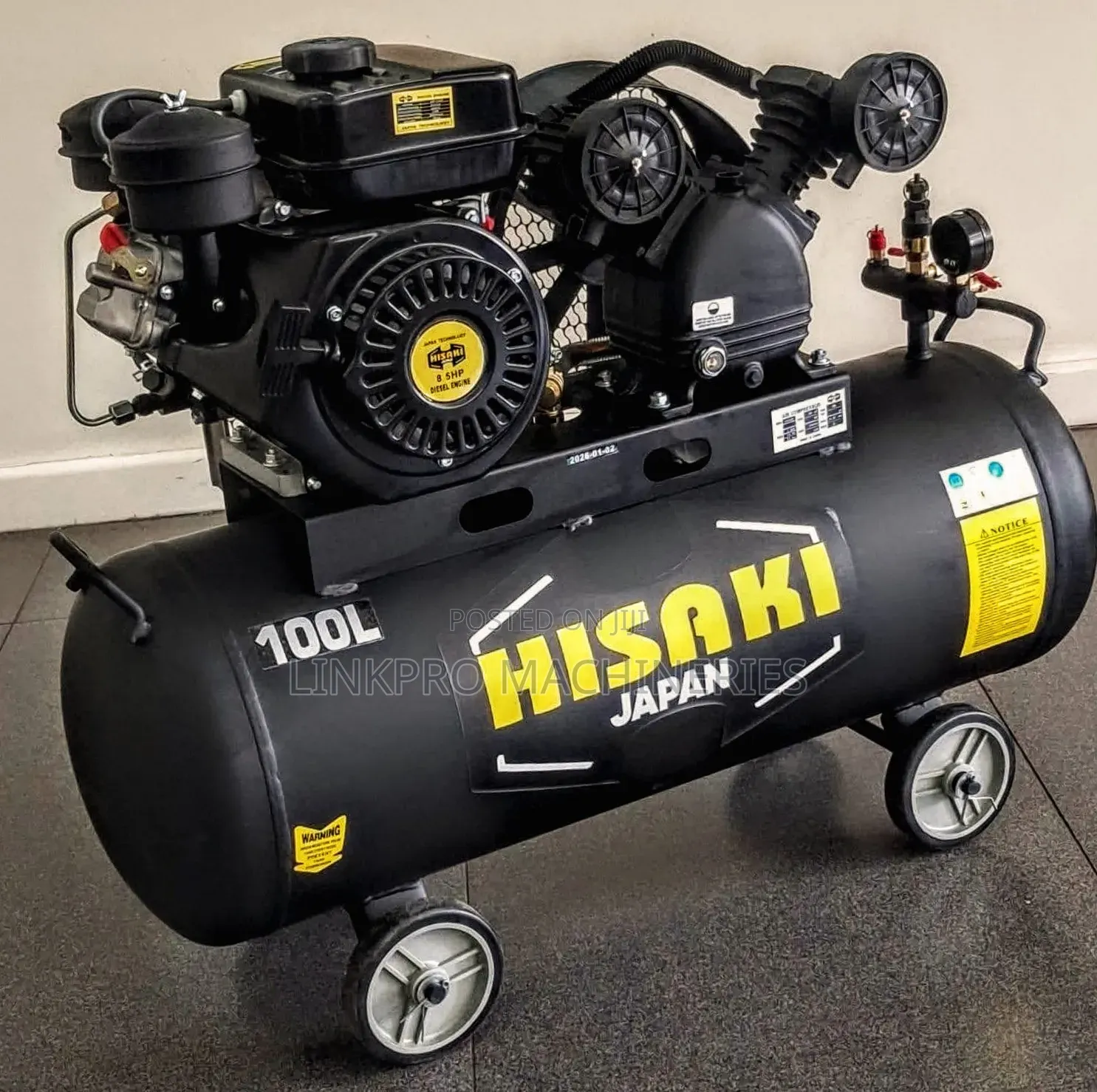 Hisaki Japan 100 Litres 8.5 Hp Diesel Engine Air Compressor