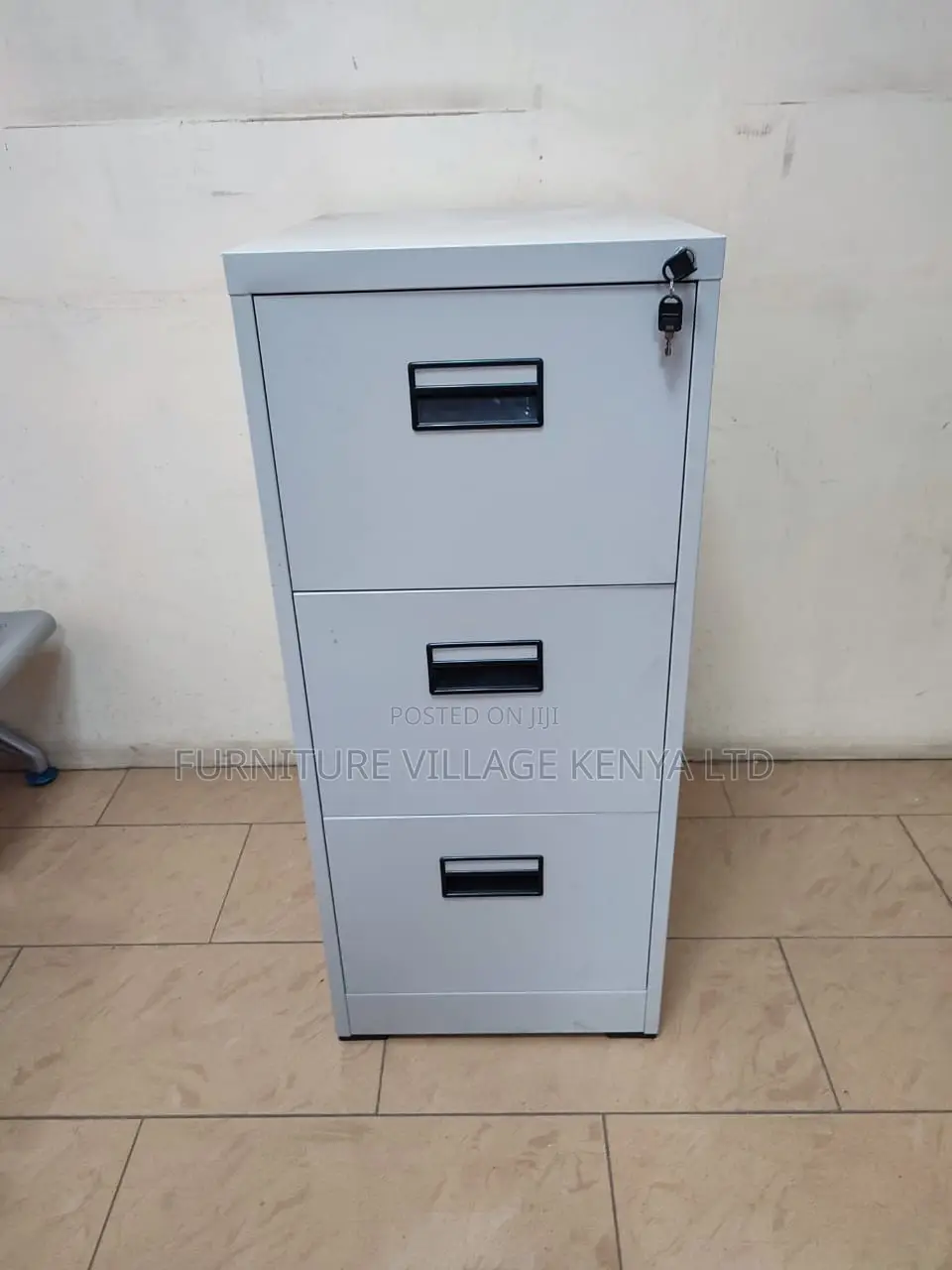 3-Drawer White Metallic Secure Locker Cabinet