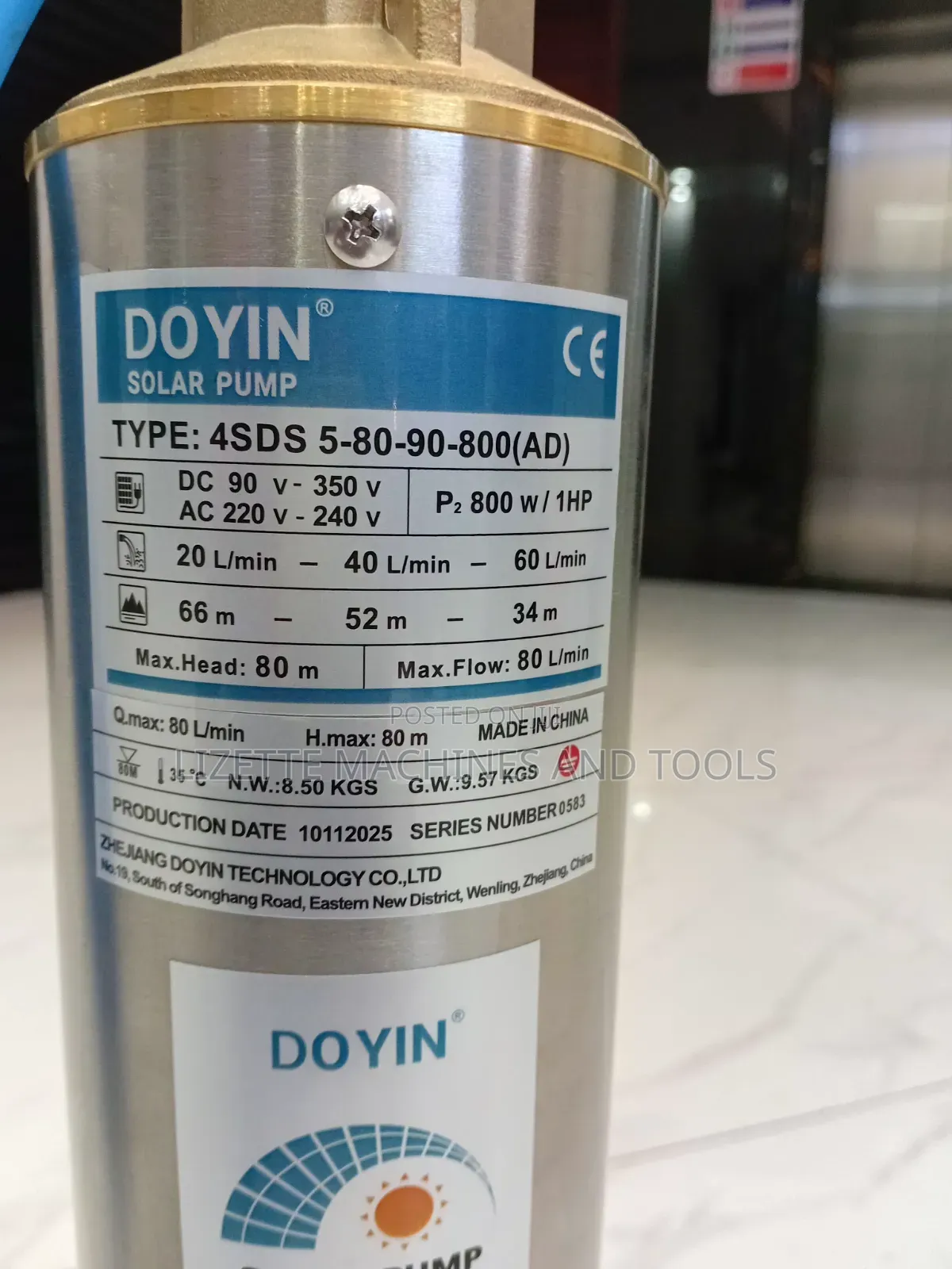 Doyin 1hp Solar Submersible Pump 80m Head