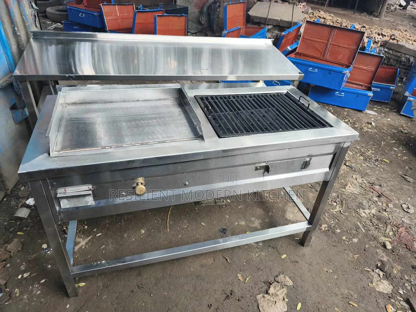 Combined Gas Griddle and a Charcoal Grill