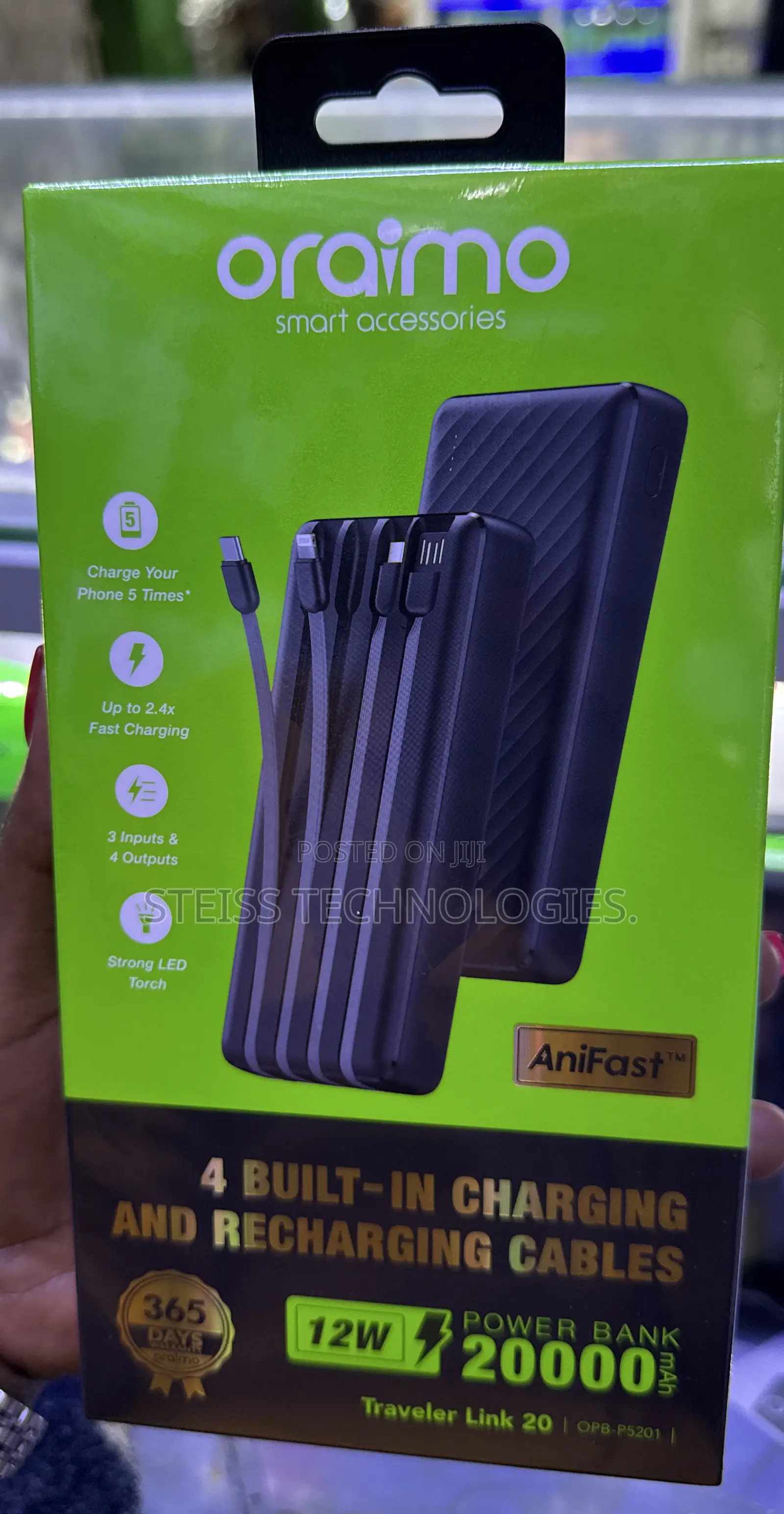 Oraimo 20000mah Powerbank With Cables