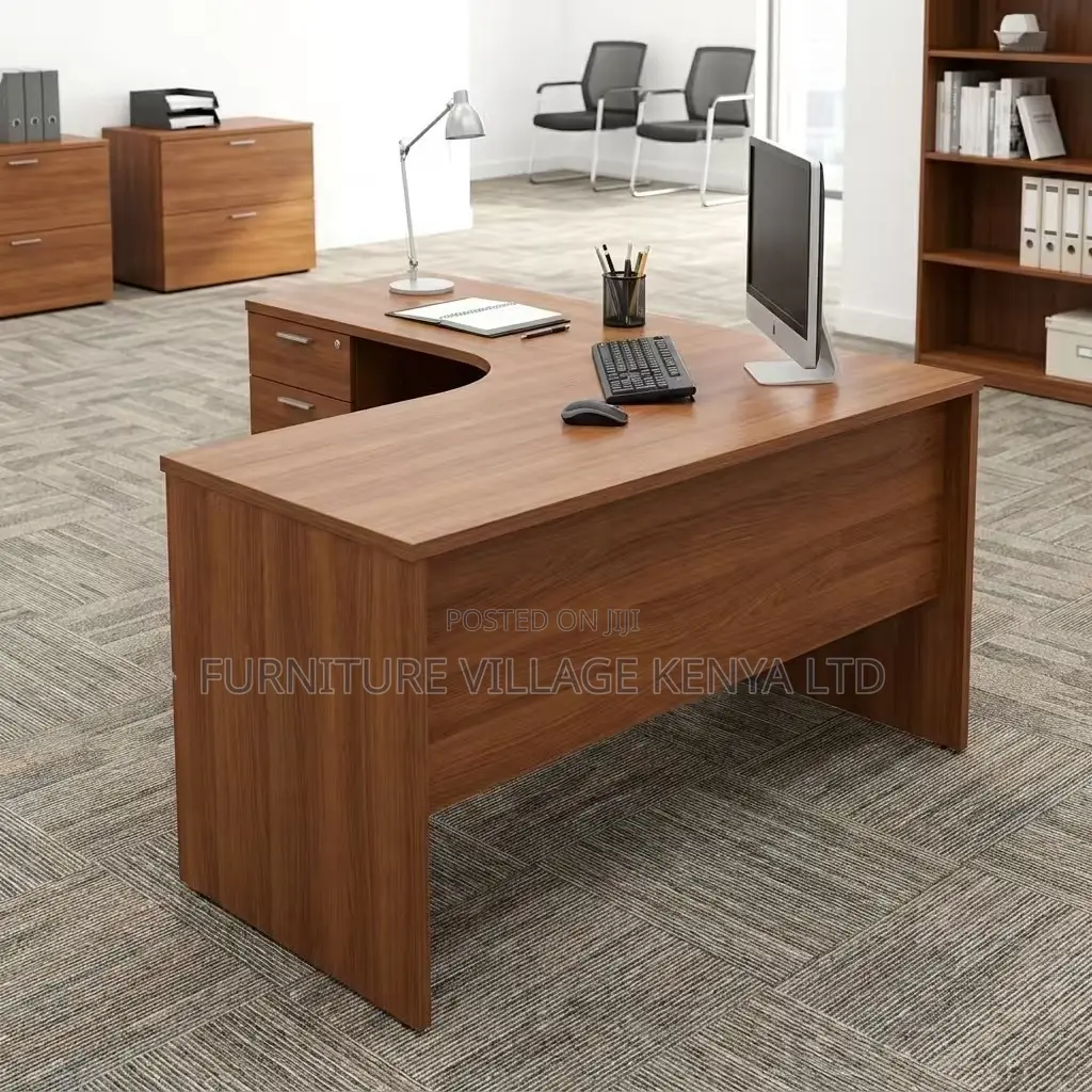 1400mm Customized Brown Curved Computer Desk