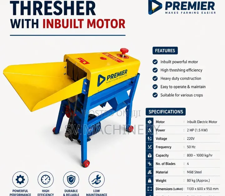 Heavy Duty Thresher Machine With Motor