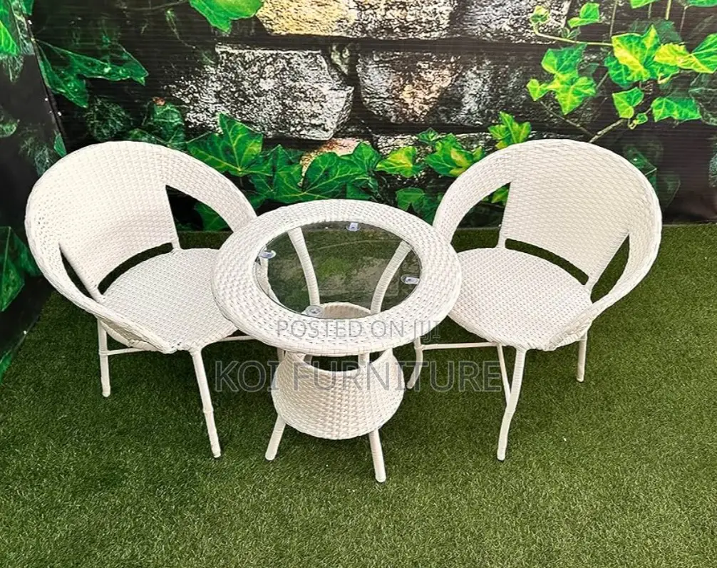 Dining Set; Wikker White 2 Seater Rattan Outdoor Garden Set
