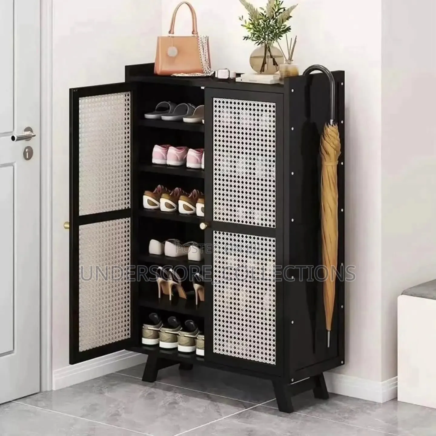 Rattan Shoe Cabinet With Flip Drawers Natural Wicker Shoe Organizer