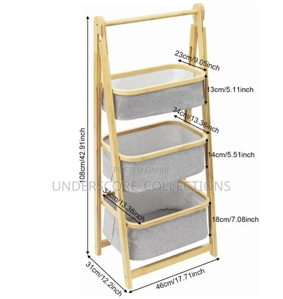 Foldable Bamboo Laundry Hamper Free-Standing Bamboo Frame Organizer