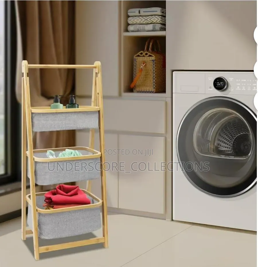 Foldable Bamboo Laundry Hamper Free-Standing Bamboo Frame Organizer