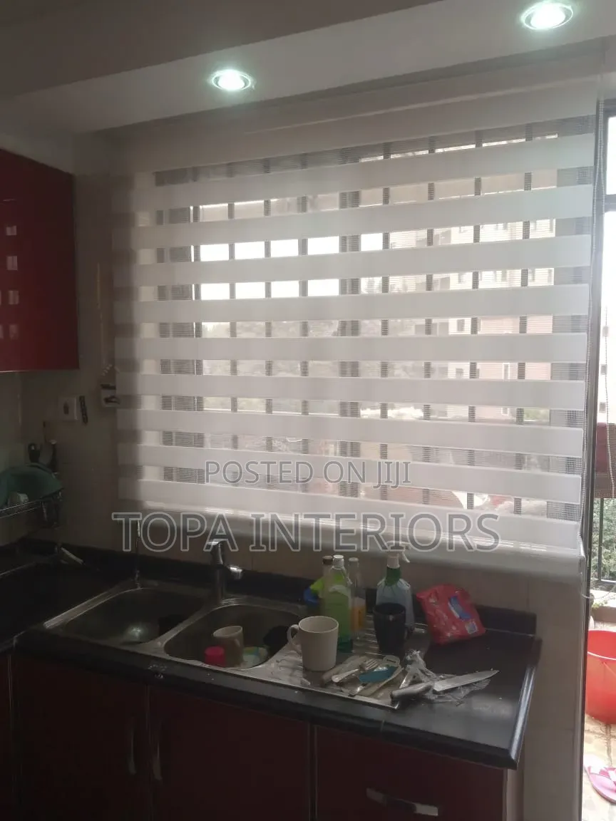 Horizontal White Kitchen Window Roller Blinds Supply and Installation