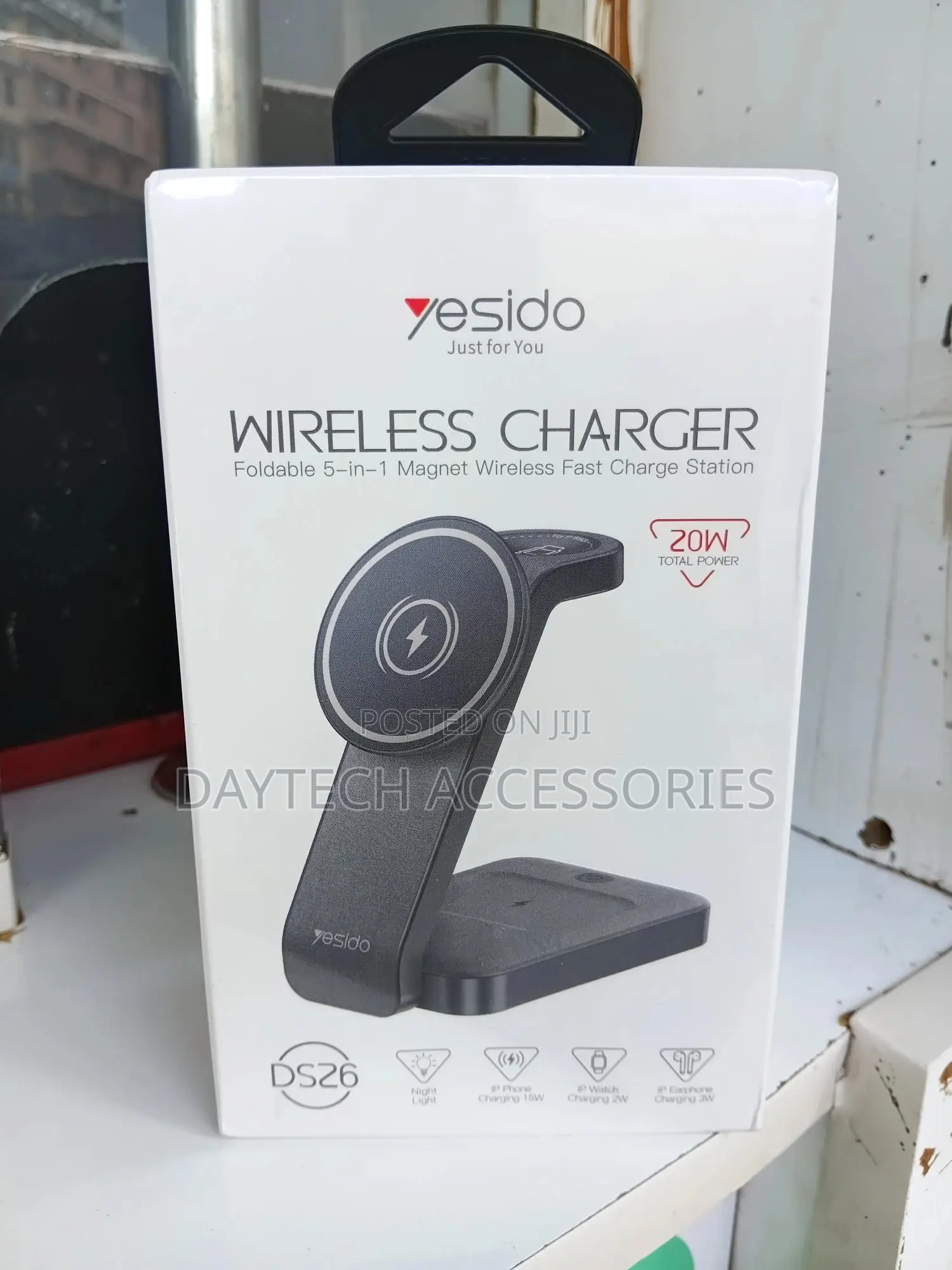 Yesido Ds26 4-in-1 Foldable Magnetic Wireless Charging Station - Black