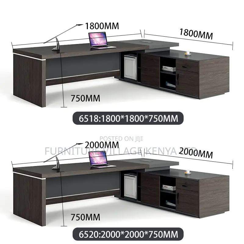 1.8 Meters L-Shaped Solid Wooden Manager's Table