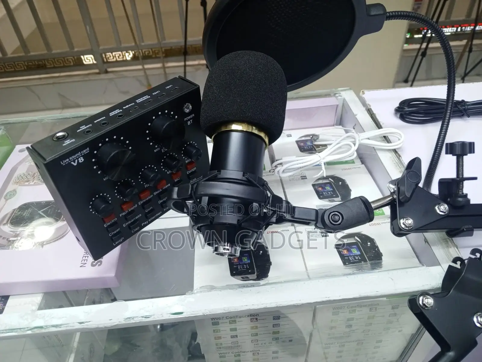 Bm-800 Microphone Set With Arm Stand V8 Audio Interface