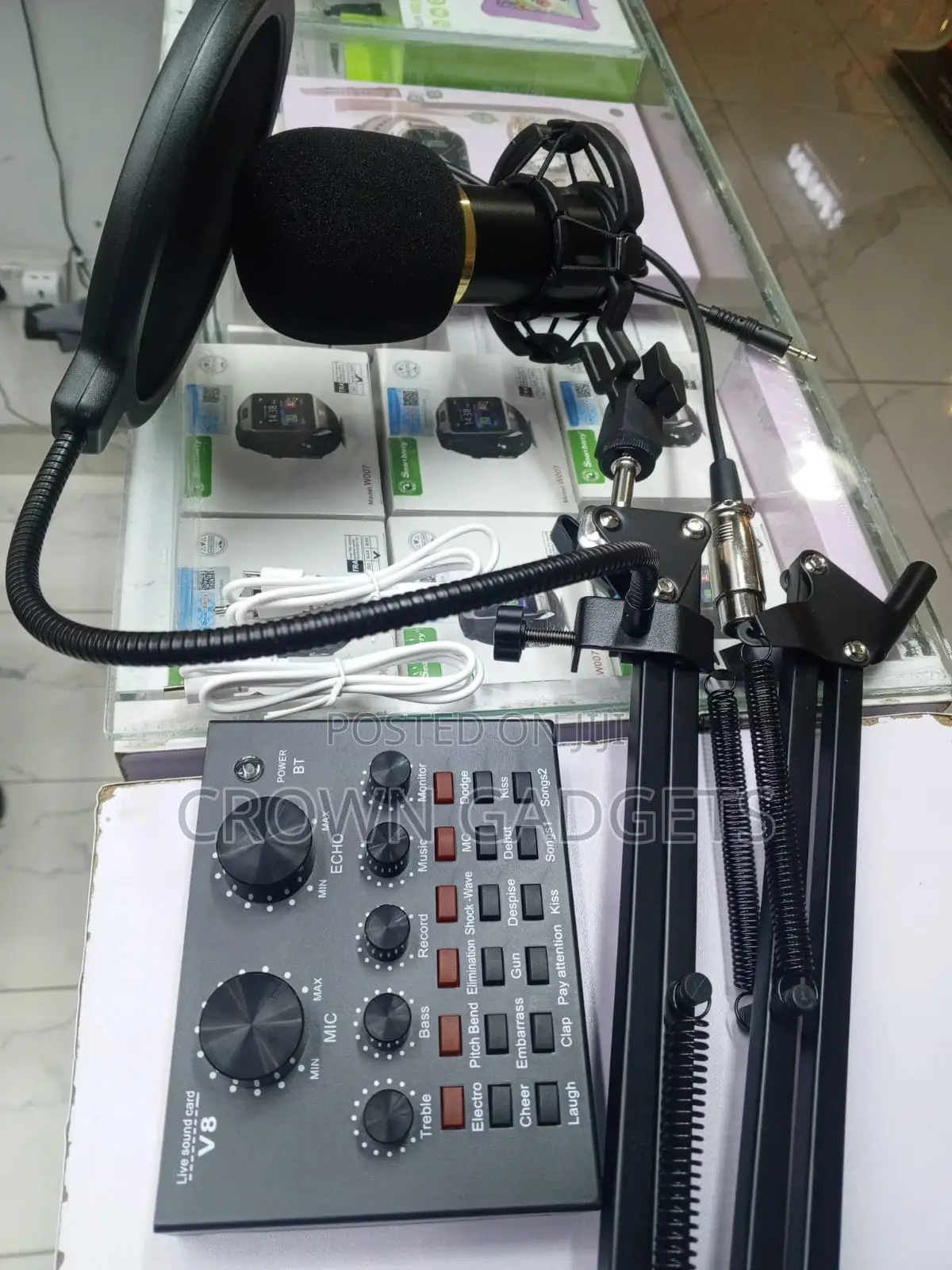 Bm-800 Microphone Set With Arm Stand V8 Audio Interface