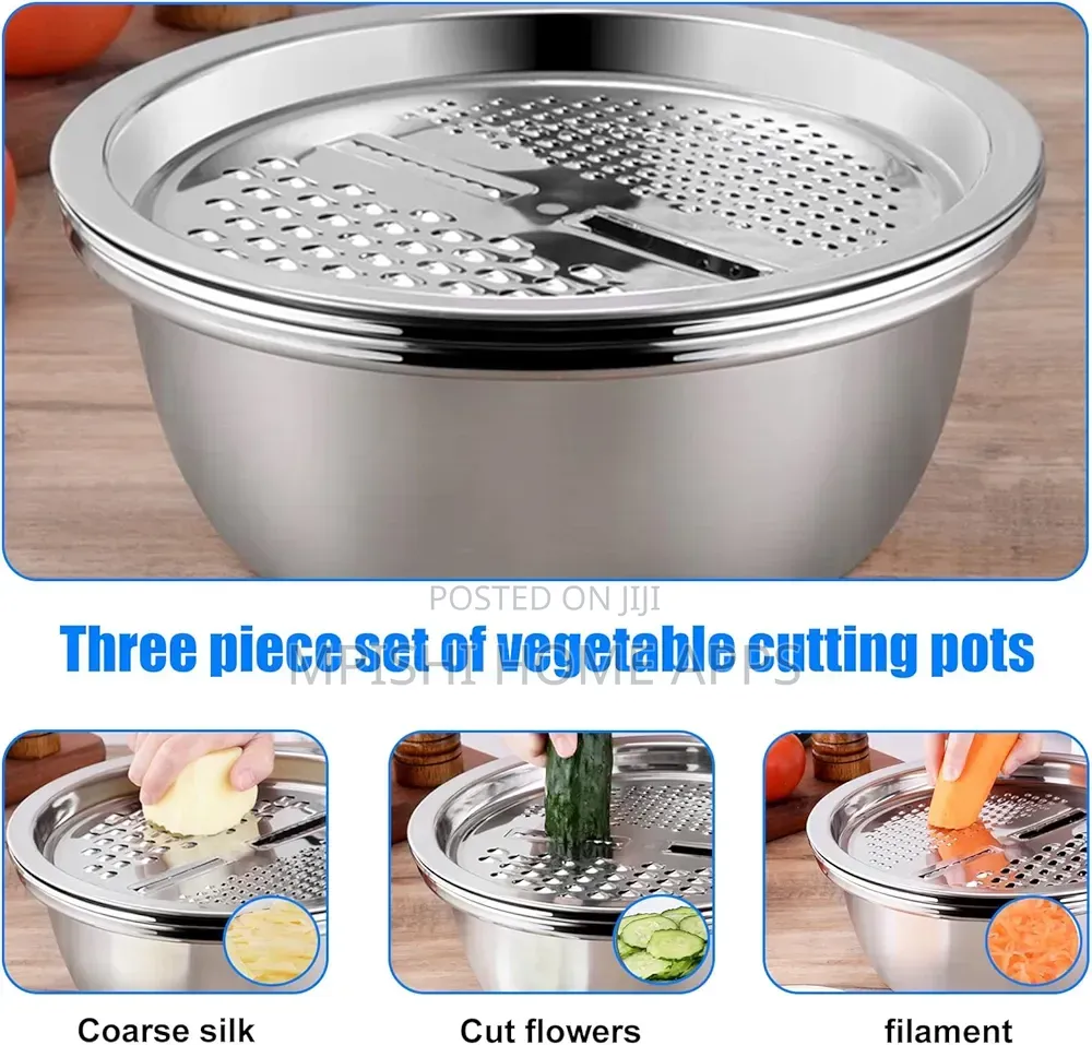 3-Piece Stainless Steel Bowl With Grater Set
