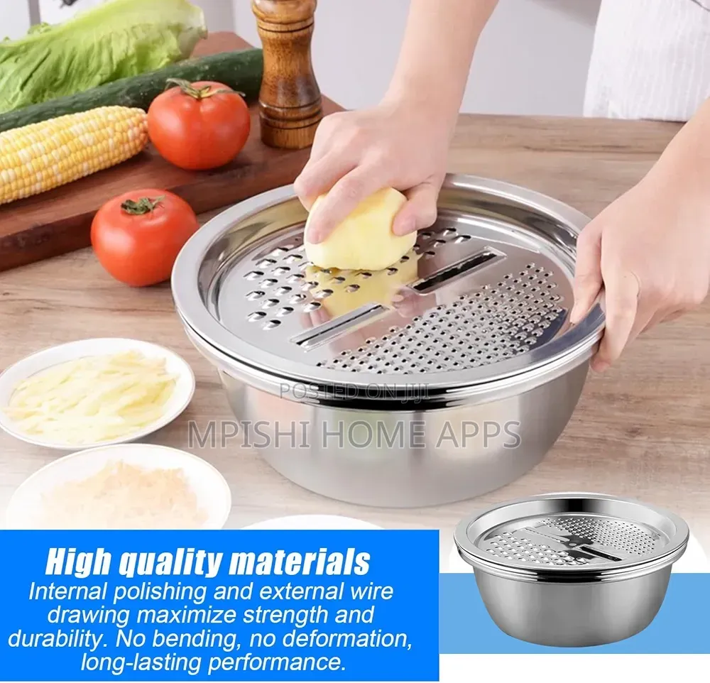3-Piece Stainless Steel Bowl With Grater Set