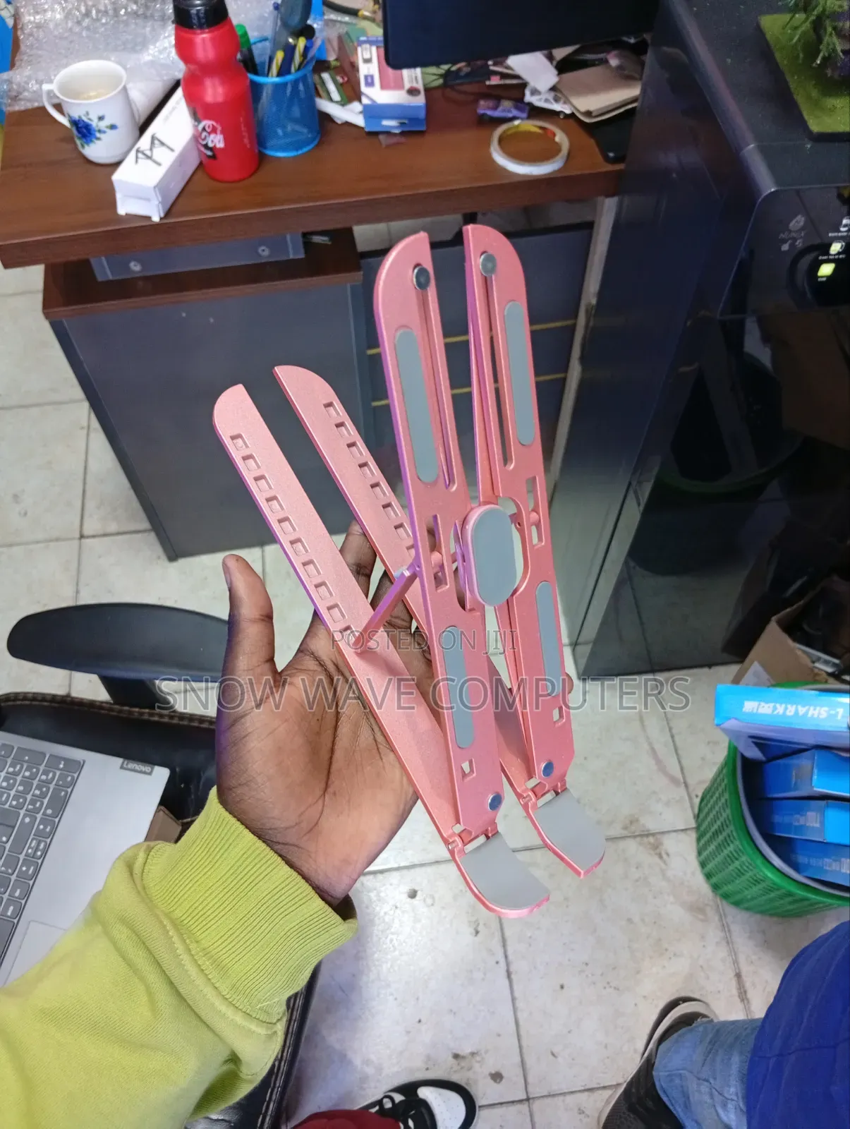 Metallic Foldable Pink Laptop Stand