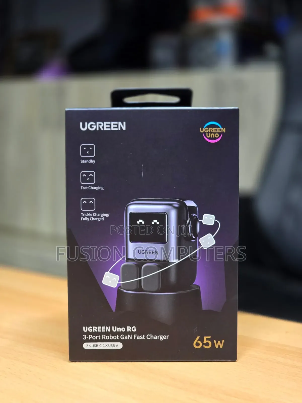 Ugreen Cd361 Uno 65w 3-Port Gan Fast Charger Ug-25686 – Uk Grey