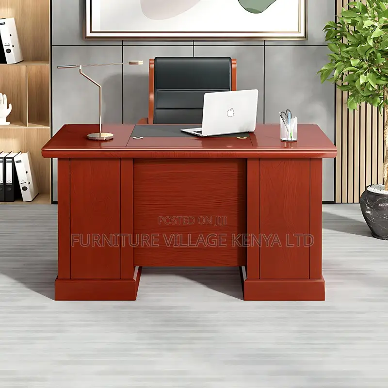 1.2m Fixed Mahogany Executive Desk With Drawers