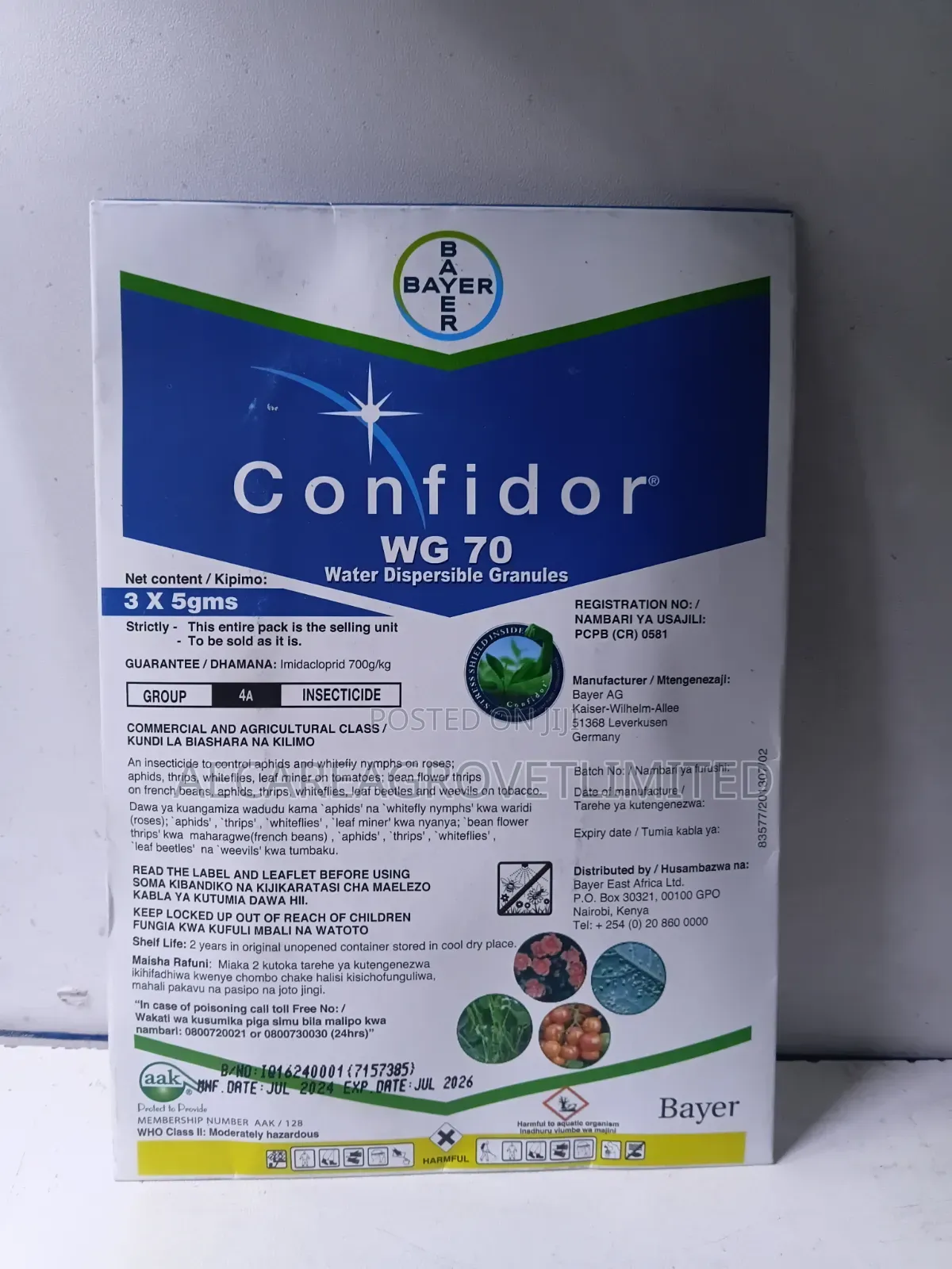 Confidor Wg 70 Insecticide 3 × 5 GMS