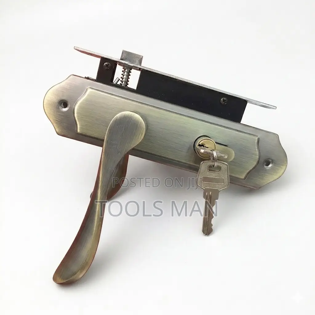Antique Brass Mortise Door Lock Set – Secure Lever Handle With Keys