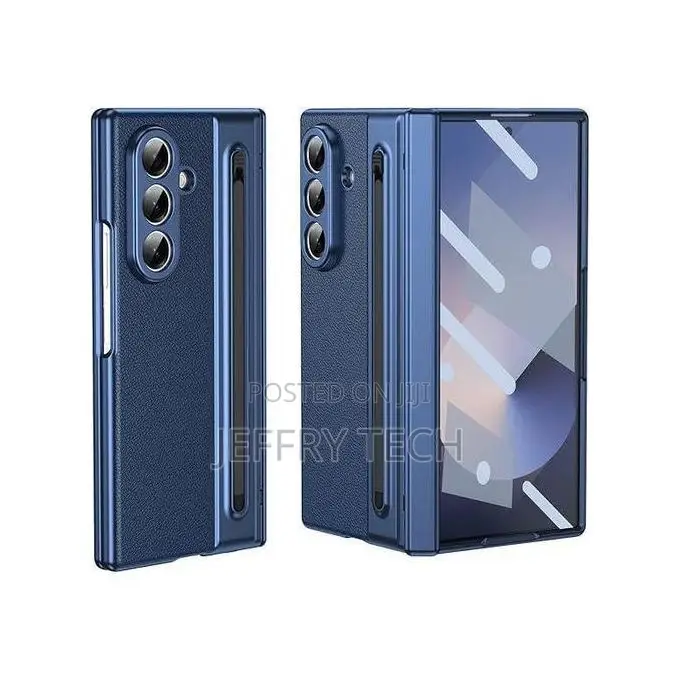 Samsung Galaxy Z Fold 7 Leather Case Blue Screen Protector, Stylus Pen