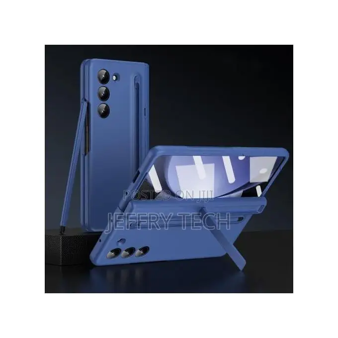 Samsung Galaxy Z Fold 7 Leather Case Blue Screen Protector, Stylus Pen