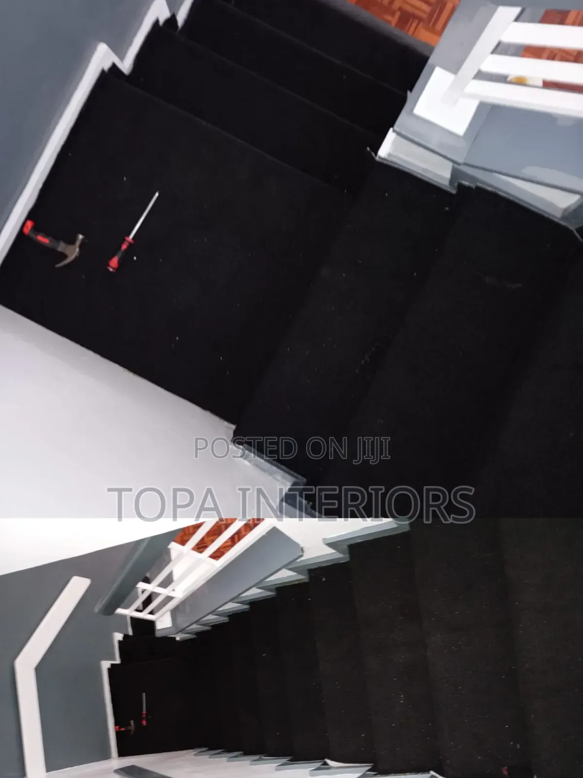 Black Stairs Carpet Wall to Wall Flooring Installation