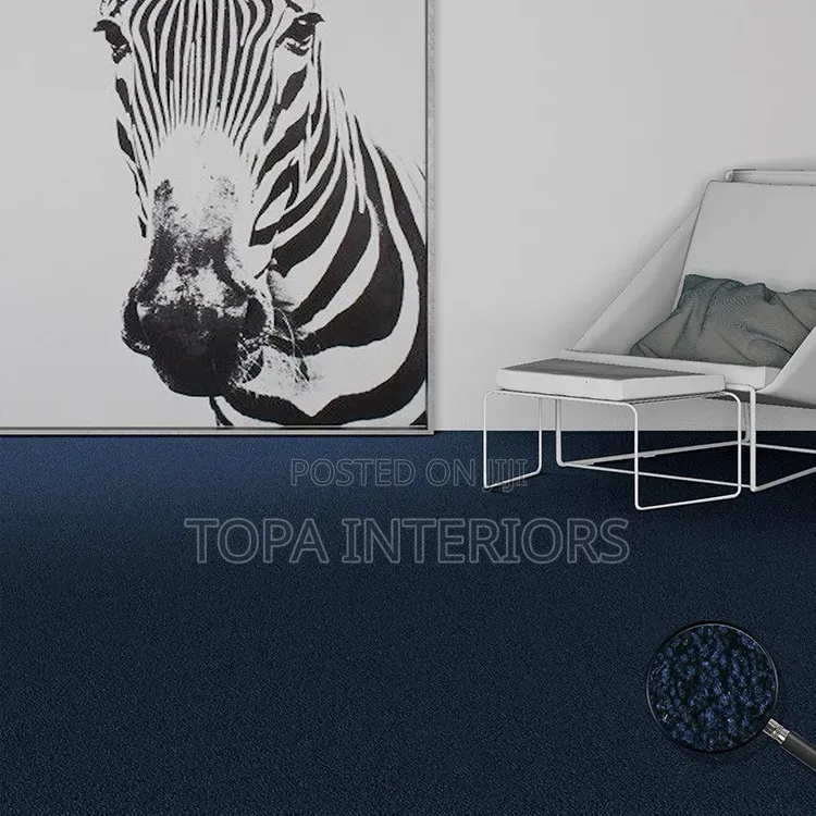 Navy Blue 4mm Thick Office Wall to Wall Carpets Installation