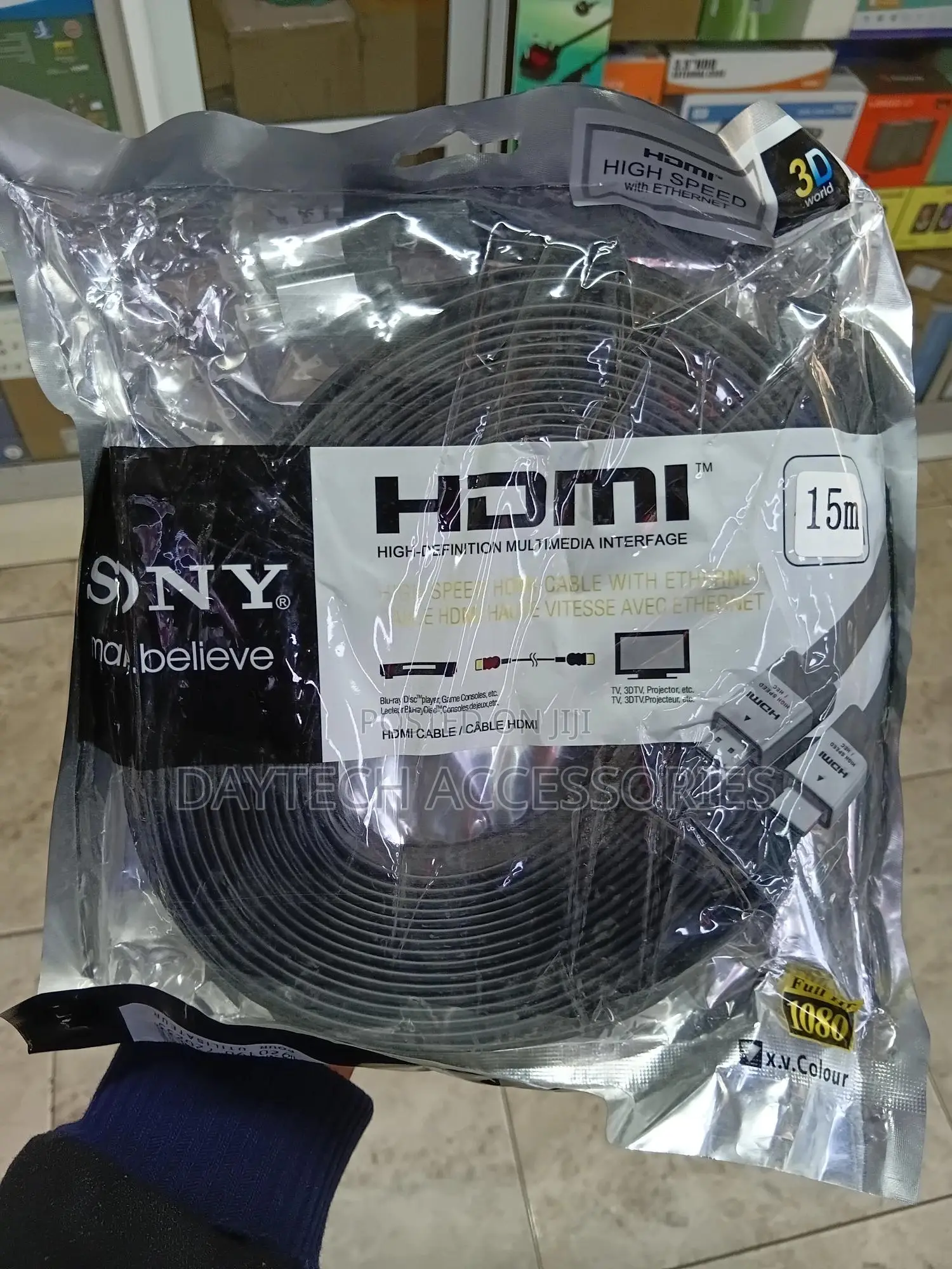 Sony 15-Meter High-Speed Hdmi Cable With Ethernet in Flat Black