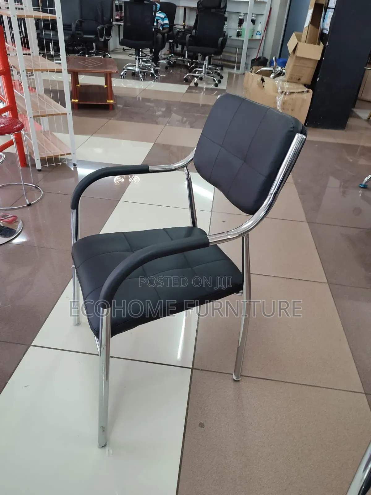 Black Durable Leather Waiting Chair