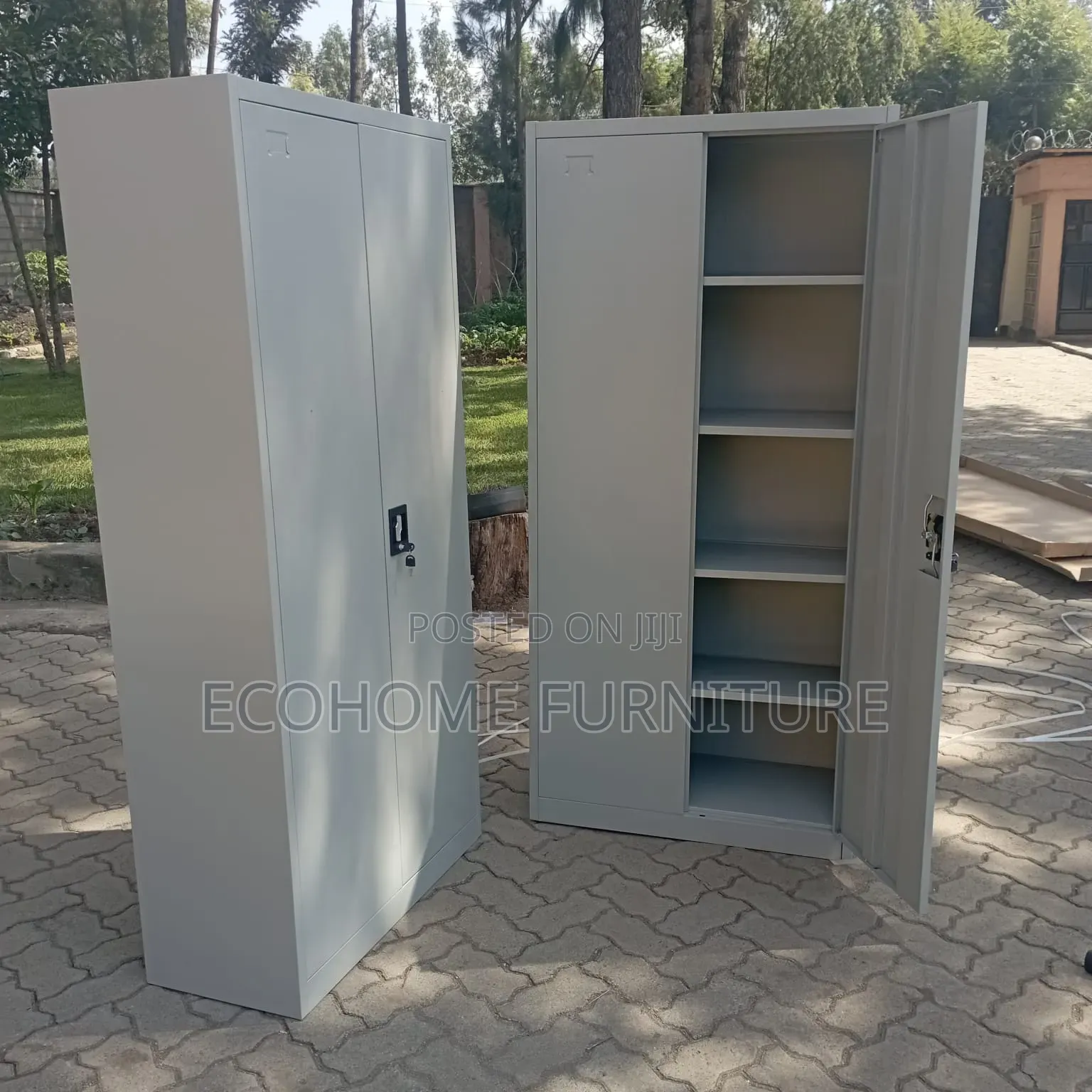 2 Door Metallic Wardrobe Cabinets With Shelves