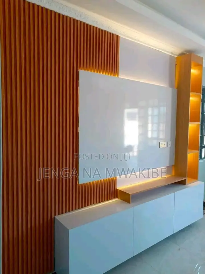 Flutted Panels and Marble Sheet Tv Stand Installation