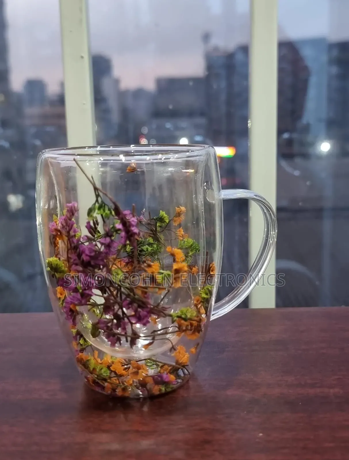 350ml Real Flowers Unbreakable Double Wall Acrylic Cup/Mug