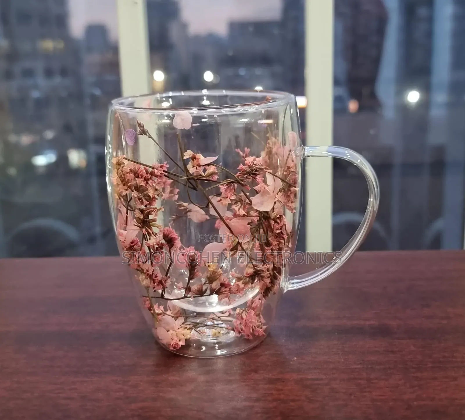 350ml Real Flowers Unbreakable Double Wall Acrylic Cup/Mug