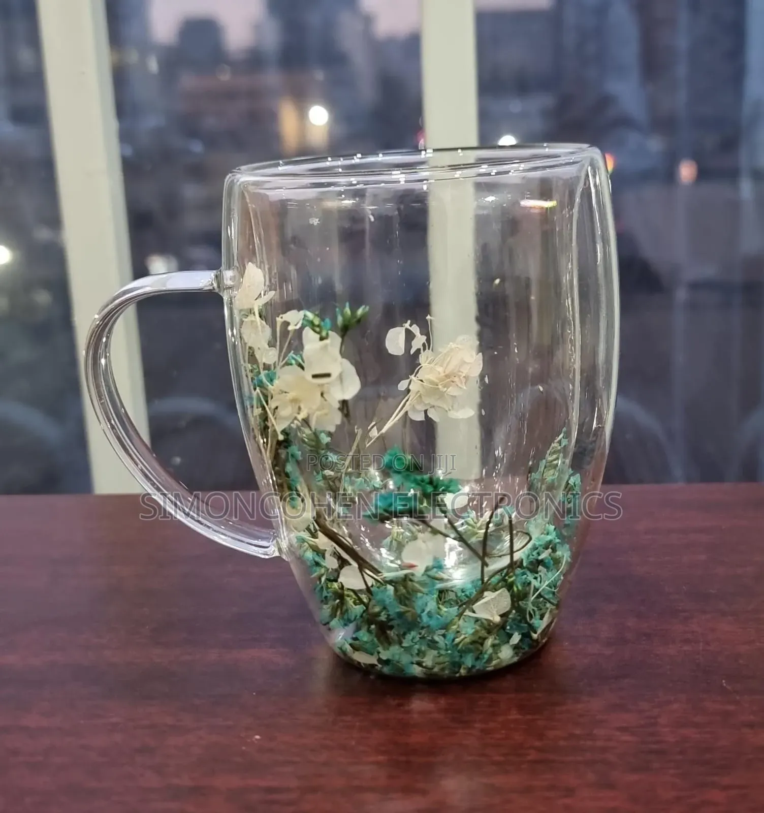 350ml Real Flowers Unbreakable Double Wall Acrylic Cup/Mug