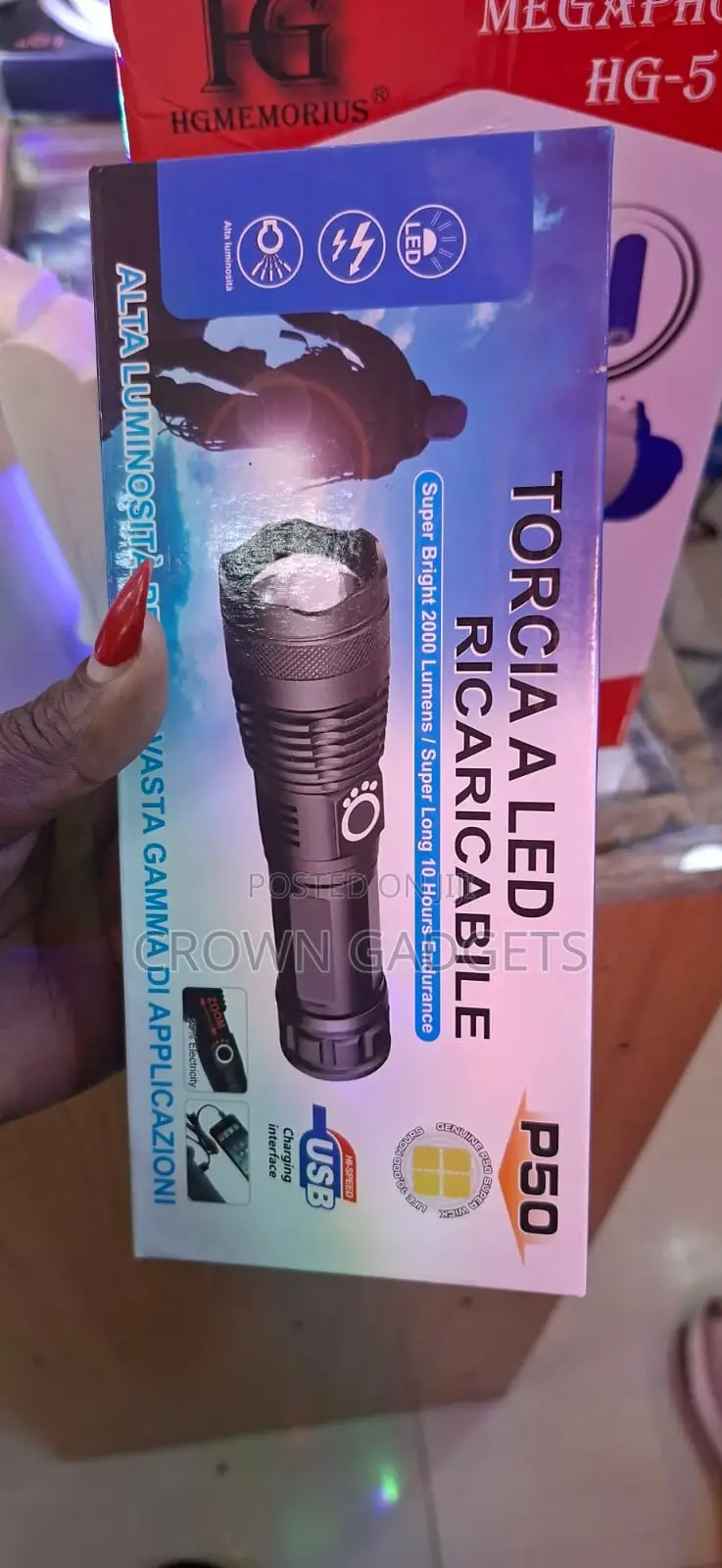 P50 Led Torch Usb Rechargeable Waterproof Flashlight