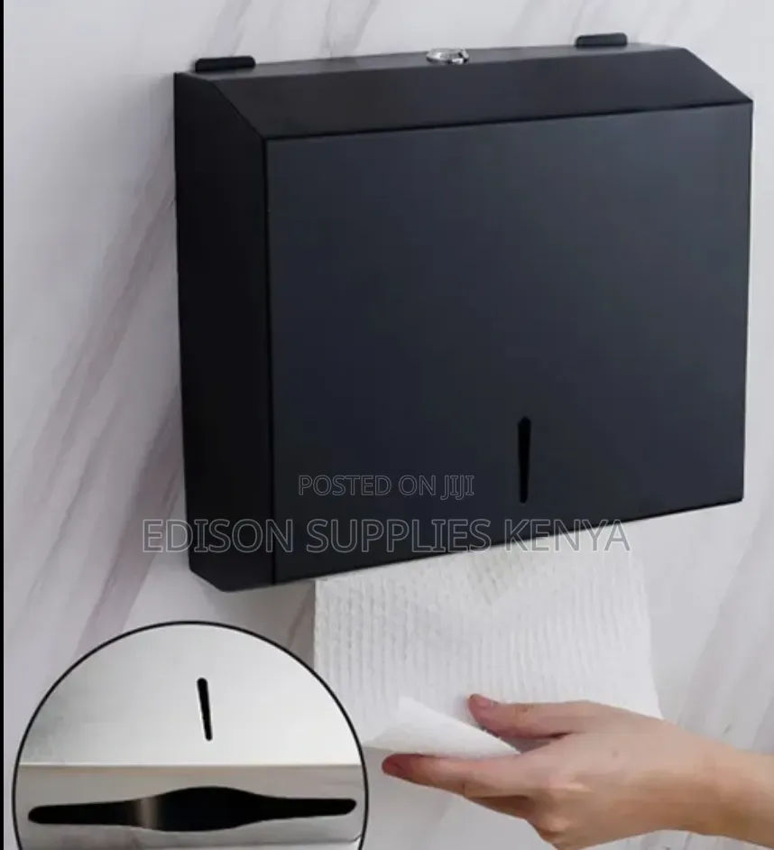 Serviette Dispenser Black Stainless Steel Keyed Paper Towel Holder