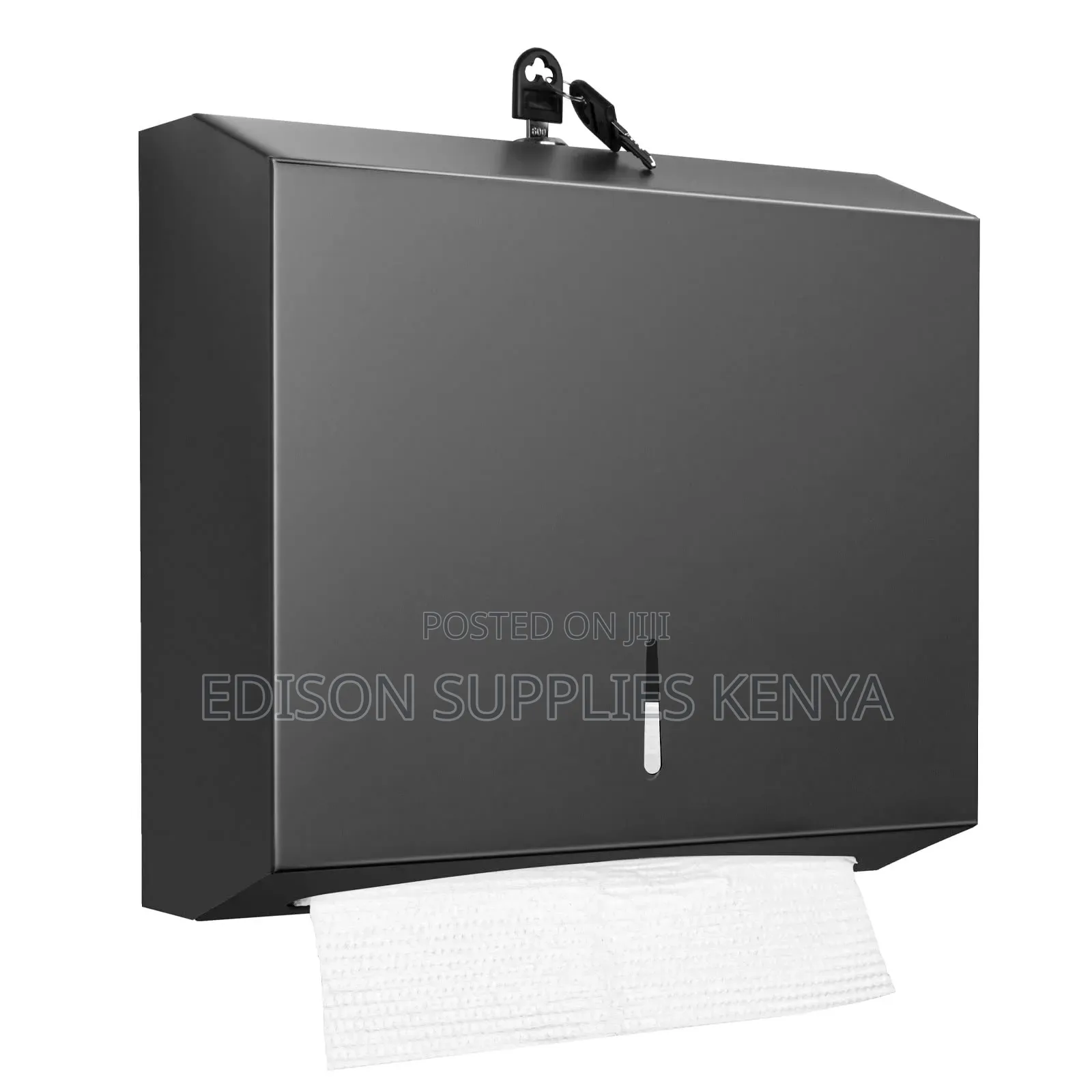 Serviette Dispenser Black Stainless Steel Keyed Paper Towel Holder